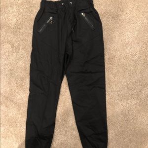 black zipper joggers